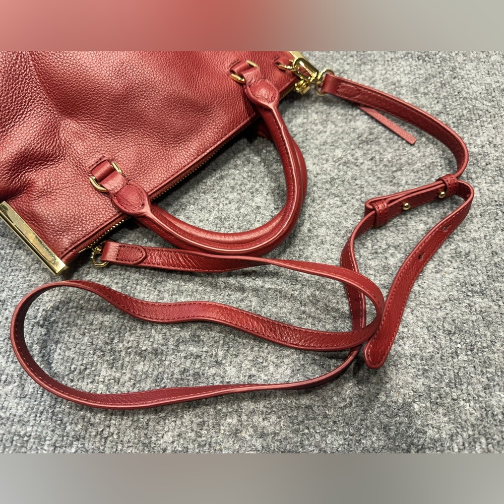 Vince Camuto Deep Red Pebbled Leather Satchel with Detachable Strap PO0129 - Picture 9 of 15